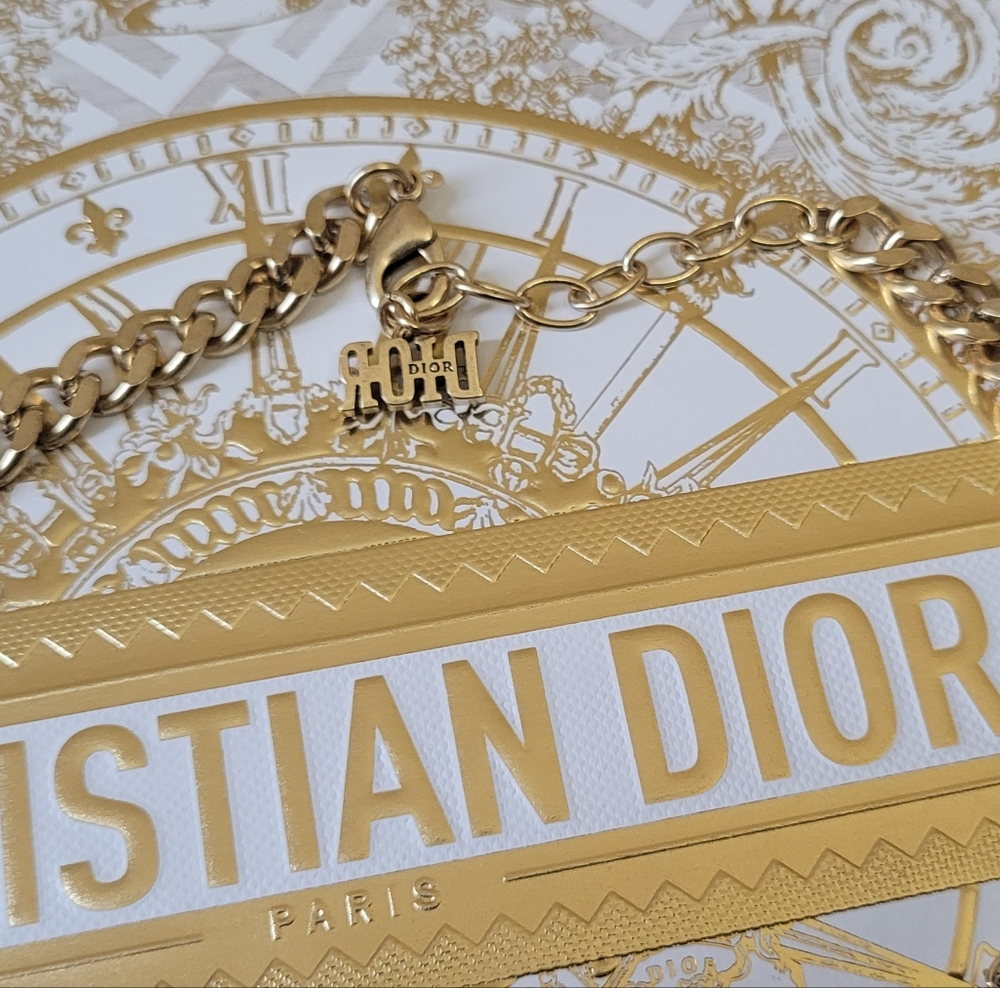 Dior Gold and Silver Coker Necklace with Crystal Accents With Box - Picture 10 of 16